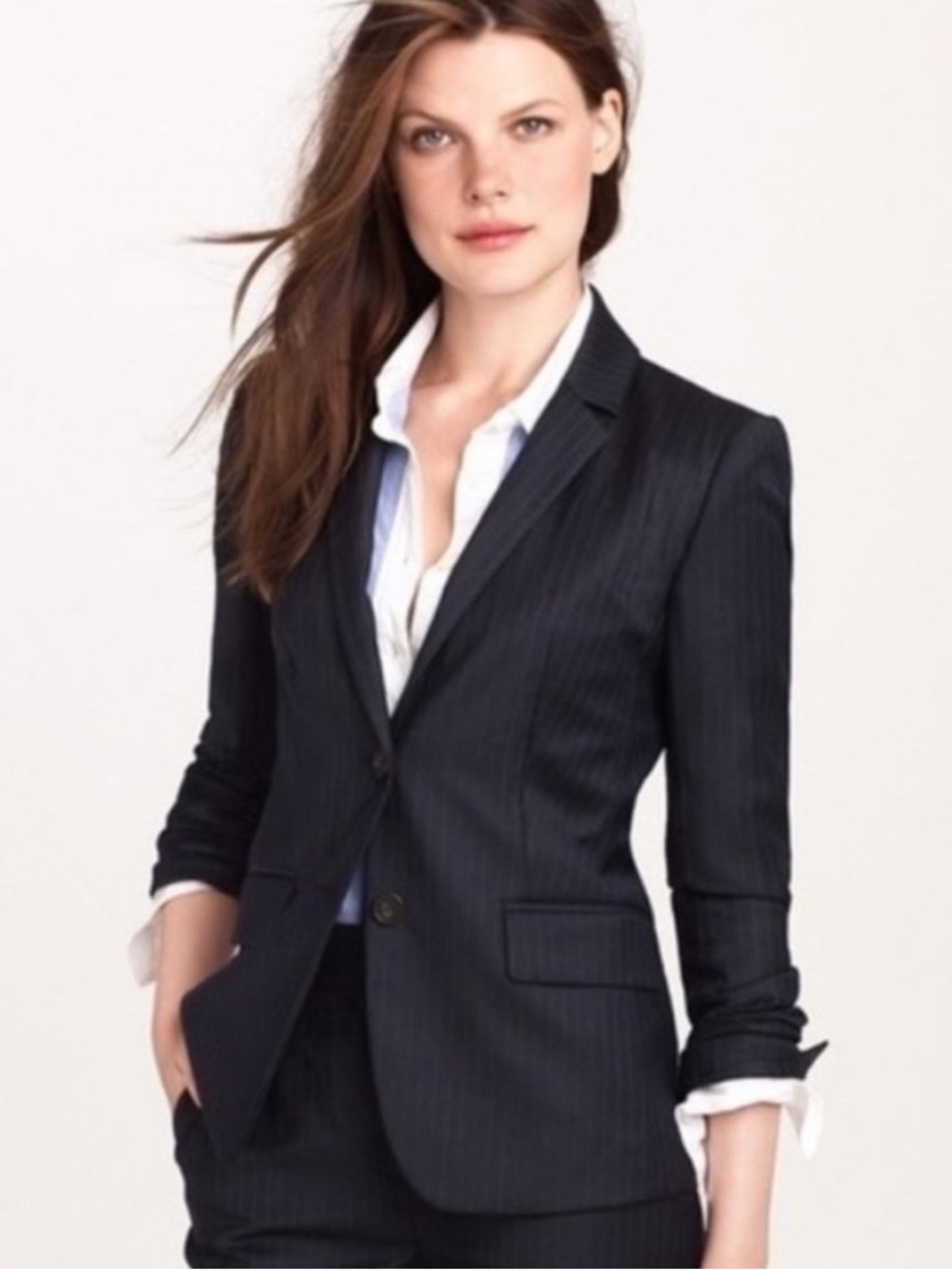 J. Crew Navy Pinstripe Wool Suiting  Jacket